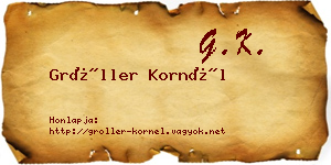Gröller Kornél névjegykártya
